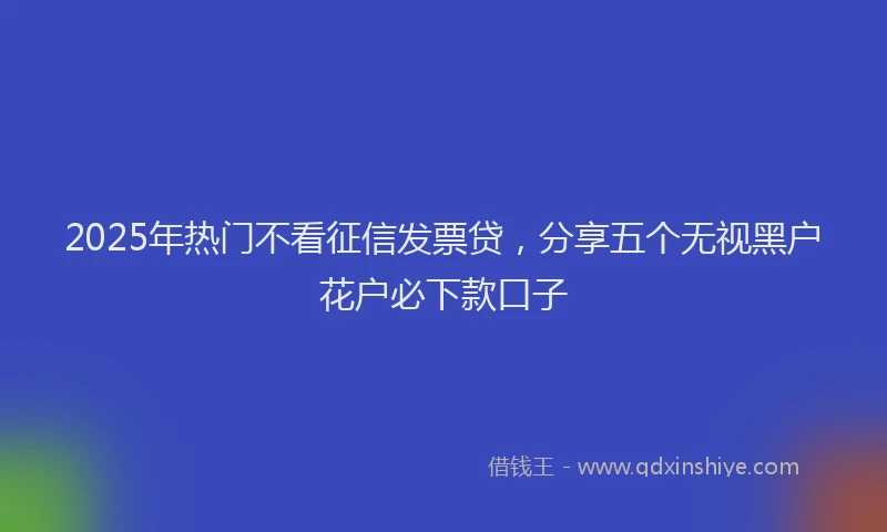 2025年热门不看征信发票贷，分享五个无视黑户花户必下款口子