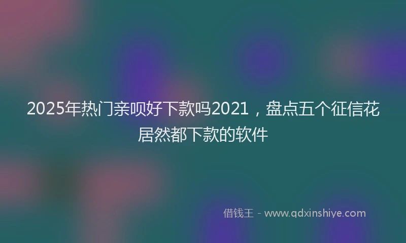 2025年热门亲呗好下款吗2021，盘点五个征信花居然都下款的软件