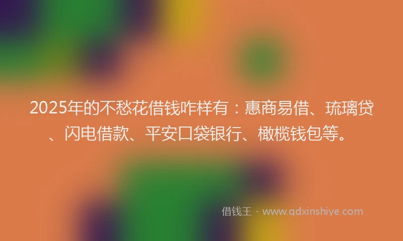 2025年的不愁花借钱咋样有：惠商易借、琉璃贷、闪电借款、平安口袋银行、橄榄钱包等。