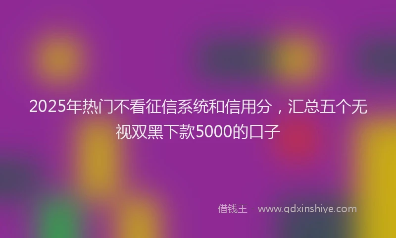 2025年热门不看征信系统和信用分，汇总五个无视双黑下款5000的口子