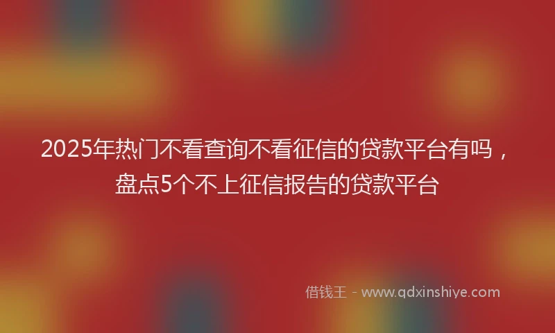 2025年热门不看查询不看征信的贷款平台有吗，盘点5个不上征信报告的贷款平台