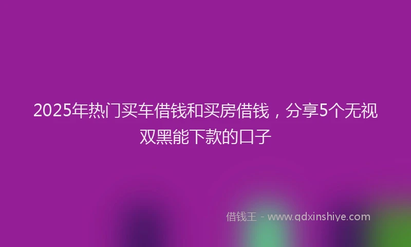 2025年热门买车借钱和买房借钱，分享5个无视双黑能下款的口子