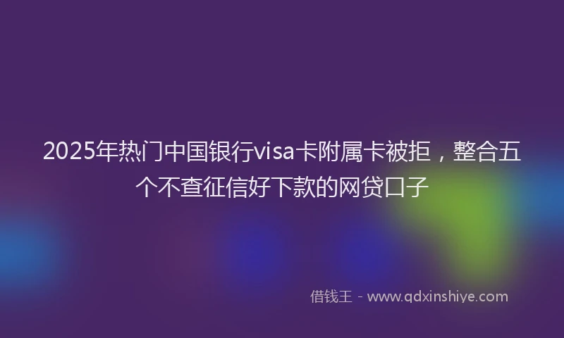 2025年热门中国银行visa卡附属卡被拒，整合五个不查征信好下款的网贷口子