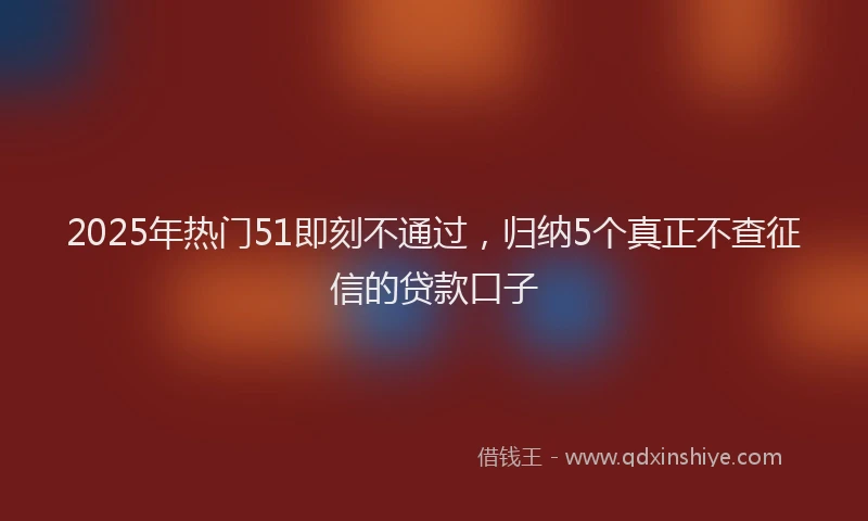 2025年热门51即刻不通过，归纳5个真正不查征信的贷款口子