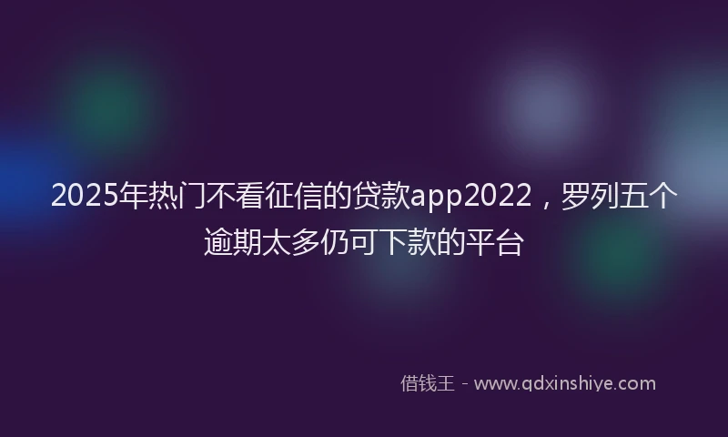 2025年热门不看征信的贷款app2022，罗列五个逾期太多仍可下款的平台
