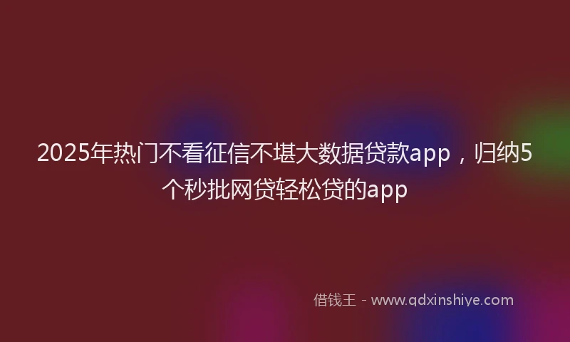 2025年热门不看征信不堪大数据贷款app，归纳5个秒批网贷轻松贷的app