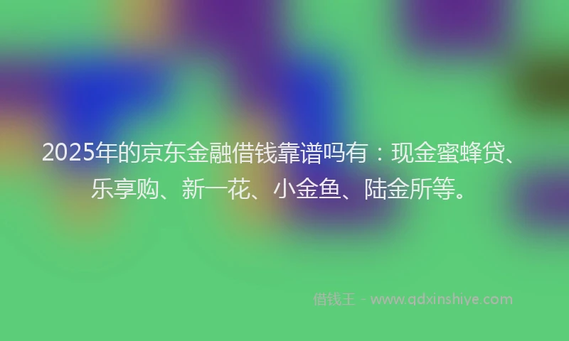 2025年的京东金融借钱靠谱吗有：现金蜜蜂贷、乐享购、新一花、小金鱼、陆金所等。