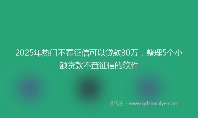 2025年热门不看征信可以贷款30万，整理5个小额贷款不查征信的软件
