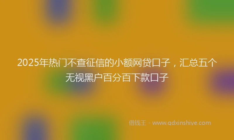 2025年热门不查征信的小额网贷口子，汇总五个无视黑户百分百下款口子