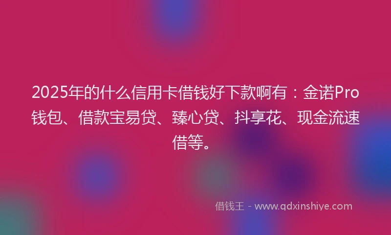 2025年的什么信用卡借钱好下款啊有：金诺Pro钱包、借款宝易贷、臻心贷、抖享花、现金流速借等。