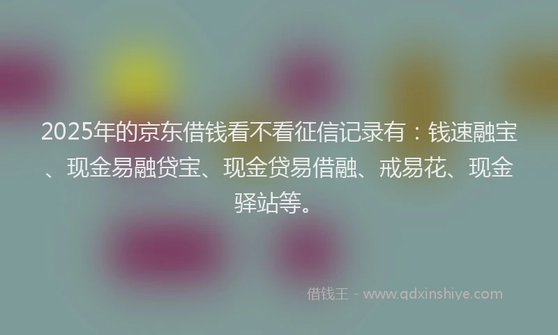 2025年的京东借钱看不看征信记录有：钱速融宝、现金易融贷宝、现金贷易借融、戒易花、现金驿站等。