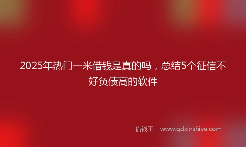2025年热门一米借钱是真的吗，总结5个征信不好负债高的软件