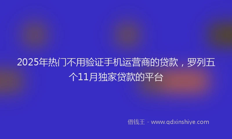 2025年热门不用验证手机运营商的贷款，罗列五个11月独家贷款的平台