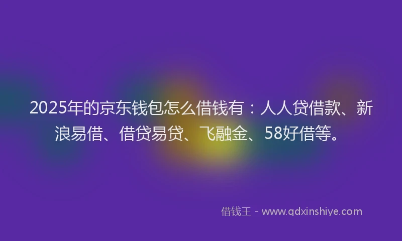 2025年的京东钱包怎么借钱有：人人贷借款、新浪易借、借贷易贷、飞融金、58好借等。