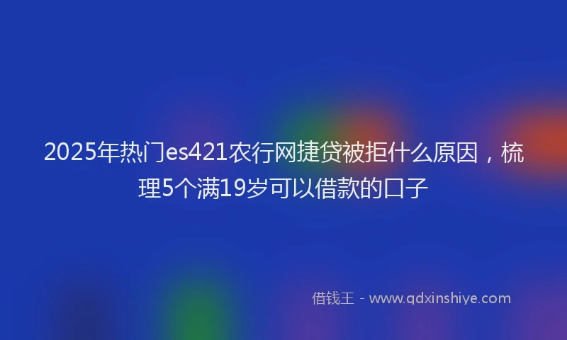 2025年热门es421农行网捷贷被拒什么原因，梳理5个满19岁可以借款的口子