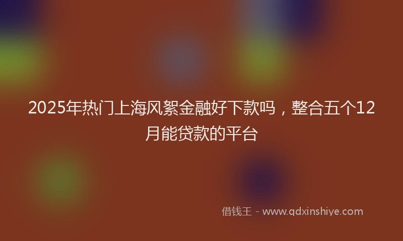 2025年热门上海风絮金融好下款吗，整合五个12月能贷款的平台