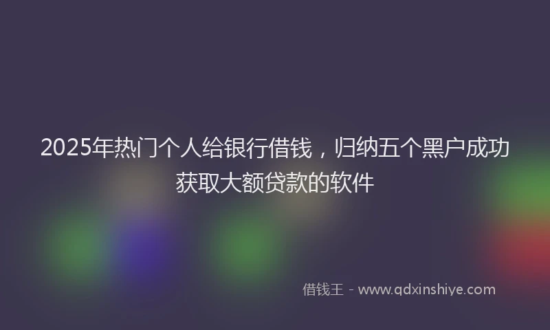 2025年热门个人给银行借钱，归纳五个黑户成功获取大额贷款的软件