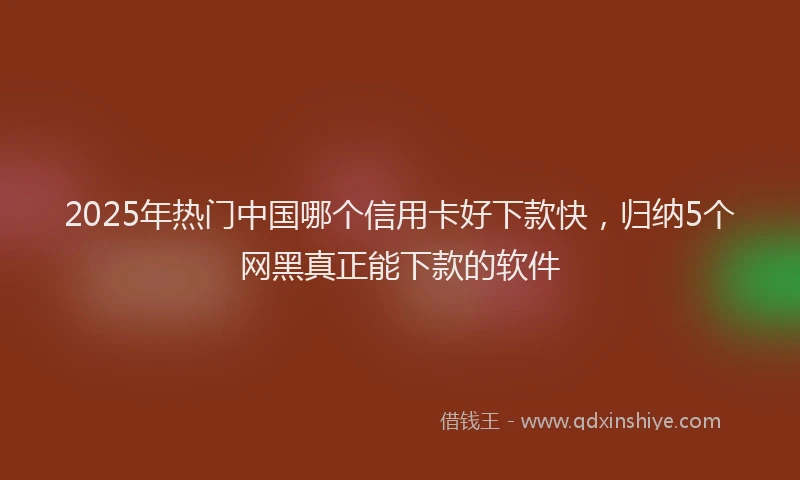 2025年热门中国哪个信用卡好下款快，归纳5个网黑真正能下款的软件