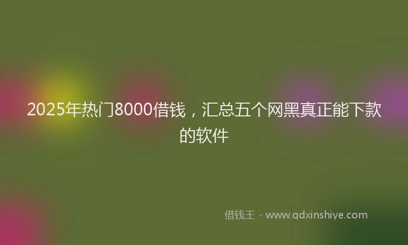 2025年热门8000借钱，汇总五个网黑真正能下款的软件