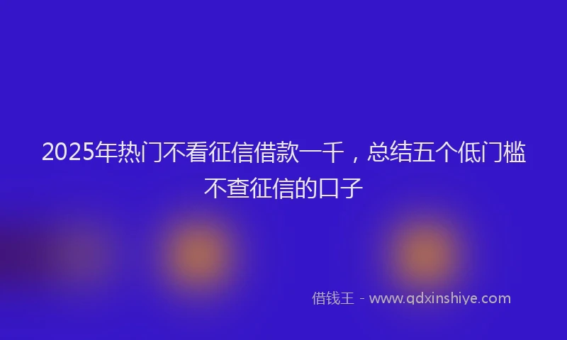 2025年热门不看征信借款一千，总结五个低门槛不查征信的口子
