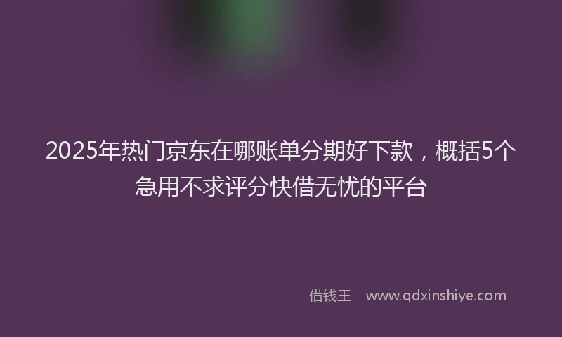2025年热门京东在哪账单分期好下款，概括5个急用不求评分快借无忧的平台