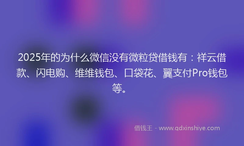 2025年的为什么微信没有微粒贷借钱有：祥云借款、闪电购、维维钱包、口袋花、翼支付Pro钱包等。