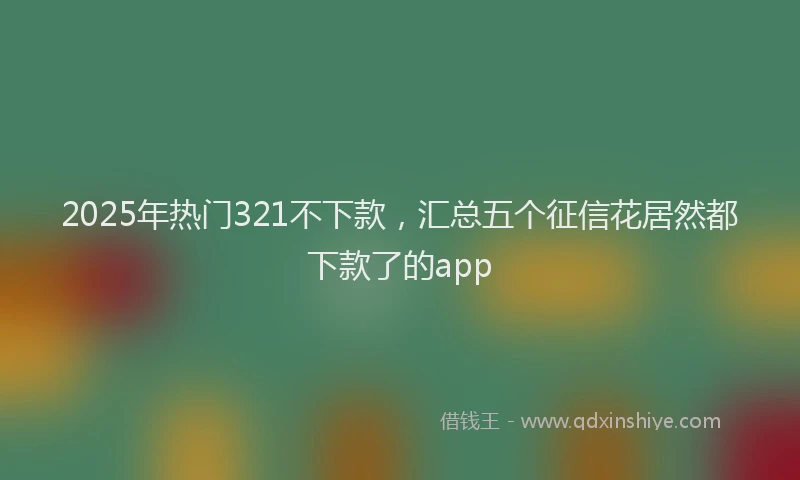 2025年热门321不下款，汇总五个征信花居然都下款了的app