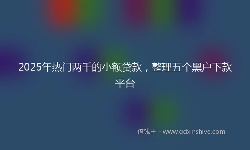 2025年热门两千的小额贷款，整理五个黑户下款平台