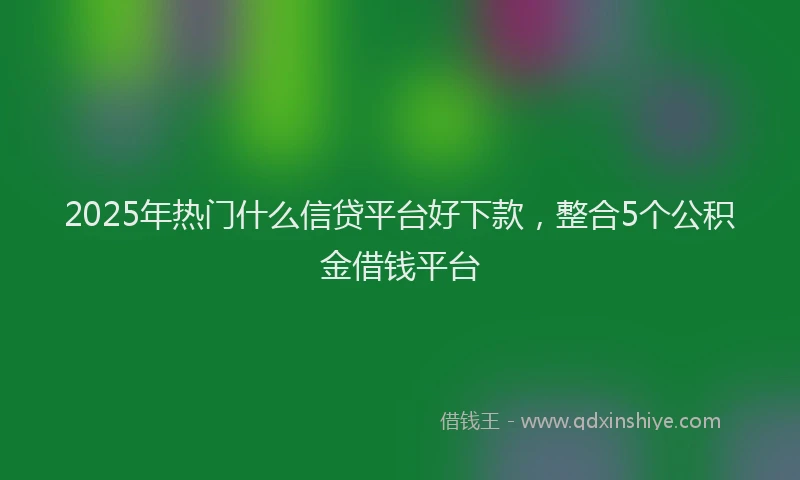 2025年热门什么信贷平台好下款，整合5个公积金借钱平台