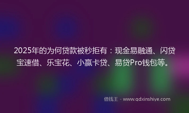 2025年的为何贷款被秒拒有：现金易融通、闪贷宝速借、乐宝花、小赢卡贷、易贷Pro钱包等。