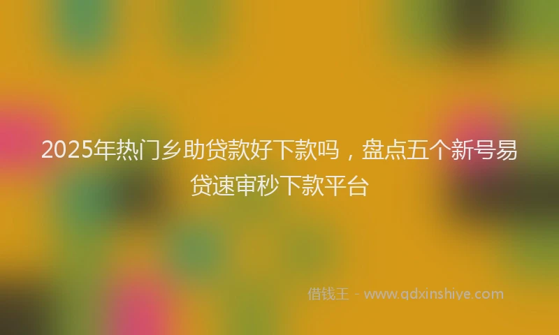 2025年热门乡助贷款好下款吗，盘点五个新号易贷速审秒下款平台