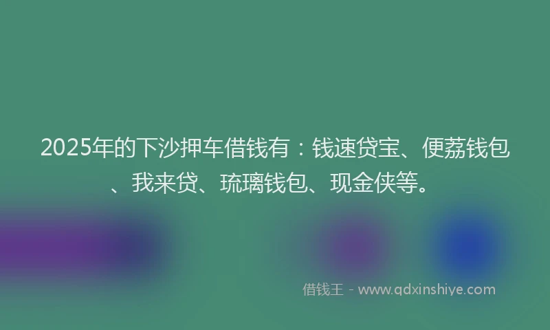 2025年的下沙押车借钱有：钱速贷宝、便荔钱包、我来贷、琉璃钱包、现金侠等。