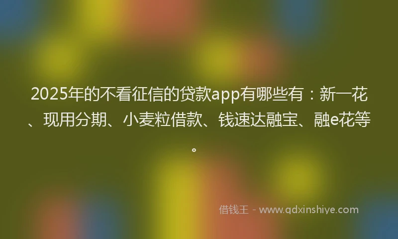 2025年的不看征信的贷款app有哪些有：新一花、现用分期、小麦粒借款、钱速达融宝、融e花等。