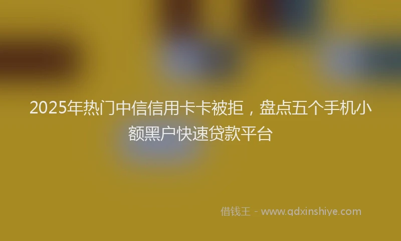 2025年热门中信信用卡卡被拒，盘点五个手机小额黑户快速贷款平台