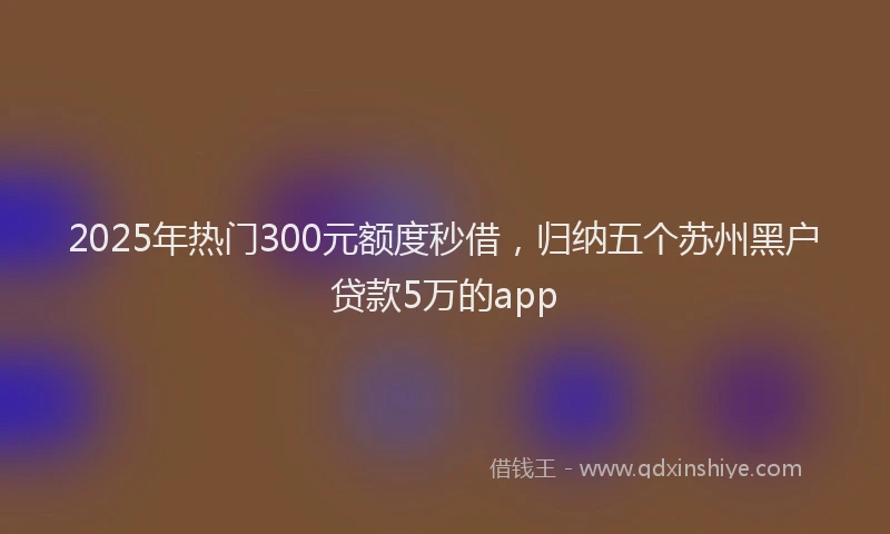 2025年热门300元额度秒借，归纳五个苏州黑户贷款5万的app
