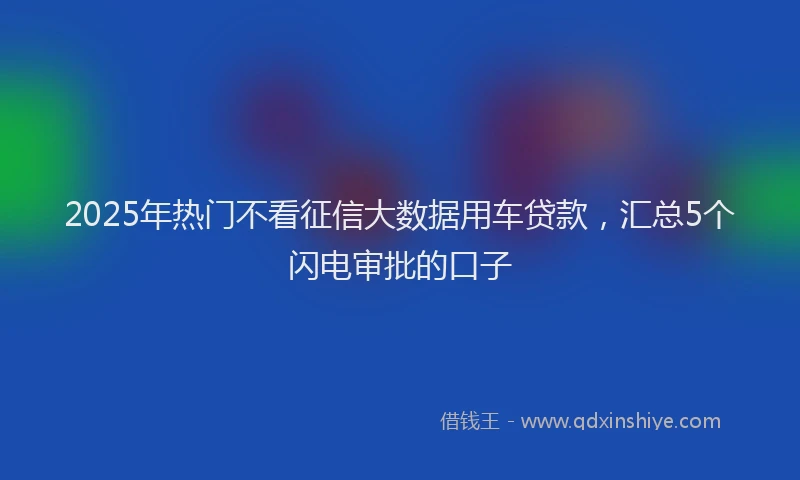 2025年热门不看征信大数据用车贷款，汇总5个闪电审批的口子