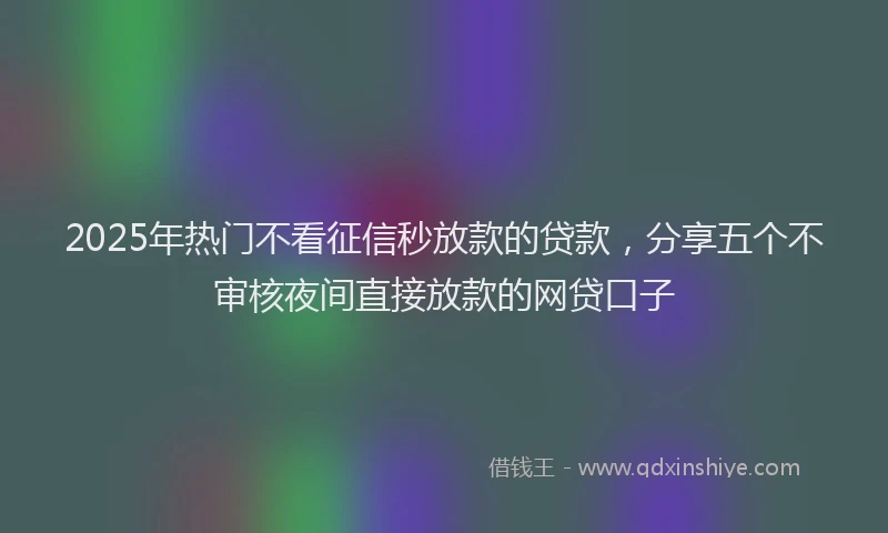 2025年热门不看征信秒放款的贷款，分享五个不审核夜间直接放款的网贷口子