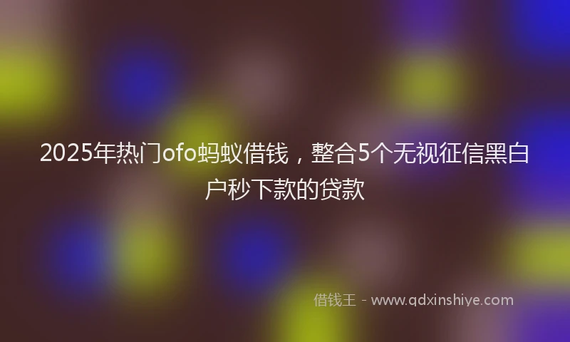 2025年热门ofo蚂蚁借钱，整合5个无视征信黑白户秒下款的贷款