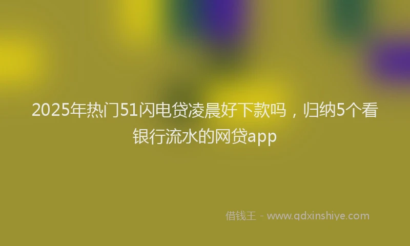 2025年热门51闪电贷凌晨好下款吗，归纳5个看银行流水的网贷app