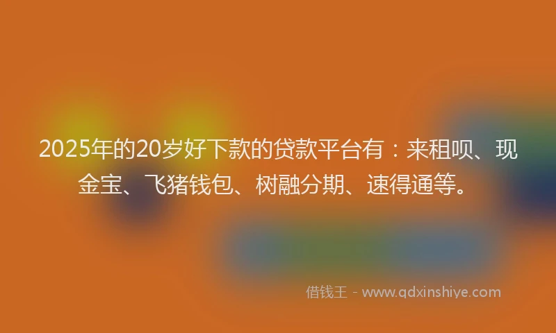 2025年的20岁好下款的贷款平台有：来租呗、现金宝、飞猪钱包、树融分期、速得通等。
