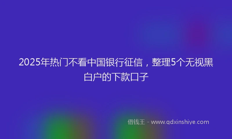 2025年热门不看中国银行征信，整理5个无视黑白户的下款口子