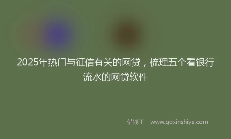 2025年热门与征信有关的网贷，梳理五个看银行流水的网贷软件