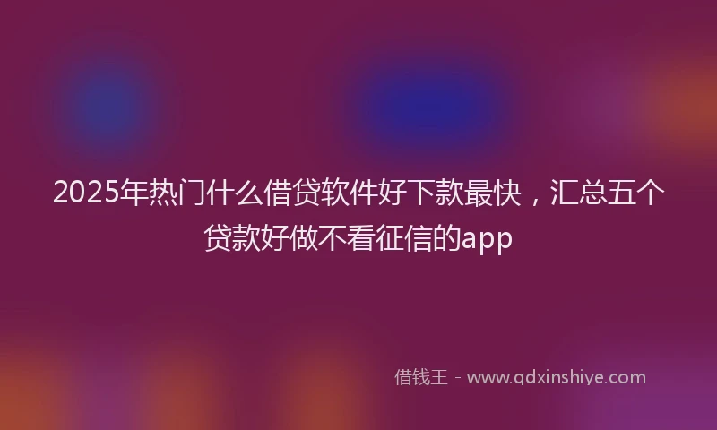 2025年热门什么借贷软件好下款最快，汇总五个贷款好做不看征信的app
