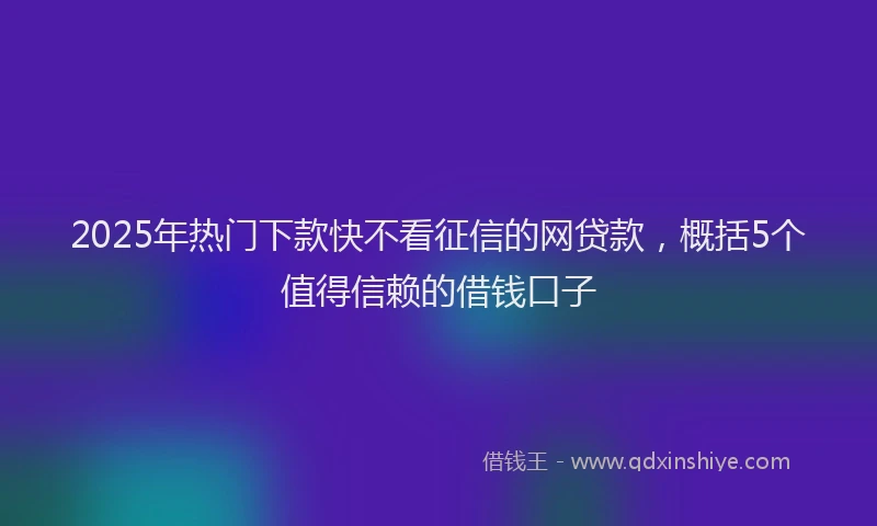 2025年热门下款快不看征信的网贷款，概括5个值得信赖的借钱口子