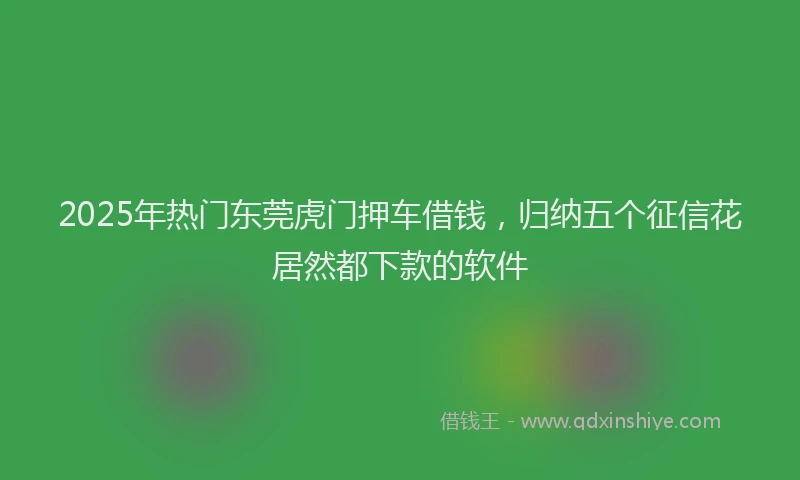 2025年热门东莞虎门押车借钱，归纳五个征信花居然都下款的软件