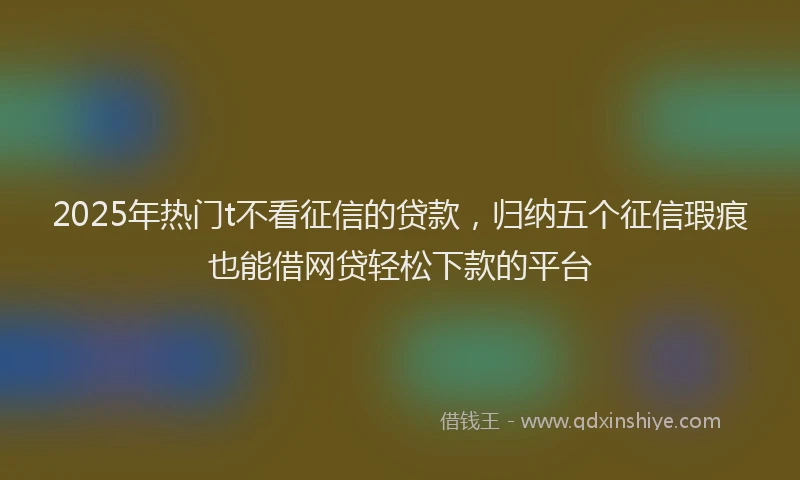 2025年热门t不看征信的贷款，归纳五个征信瑕疵也能借网贷轻松下款的平台