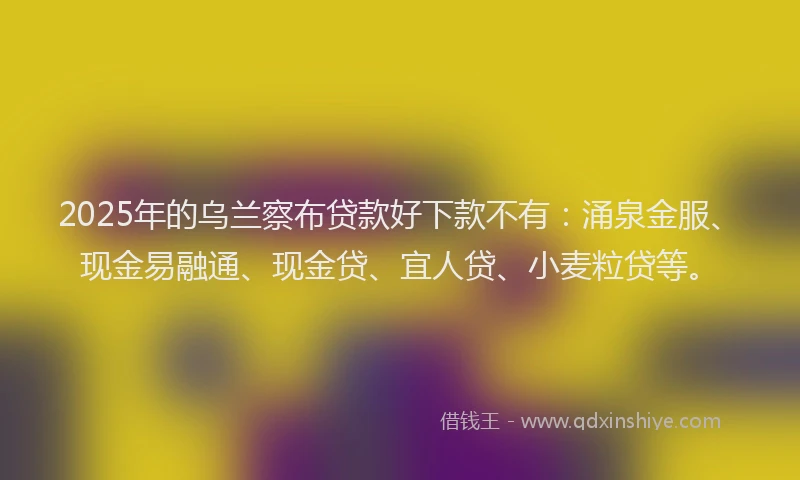 2025年的乌兰察布贷款好下款不有：涌泉金服、现金易融通、现金贷、宜人贷、小麦粒贷等。