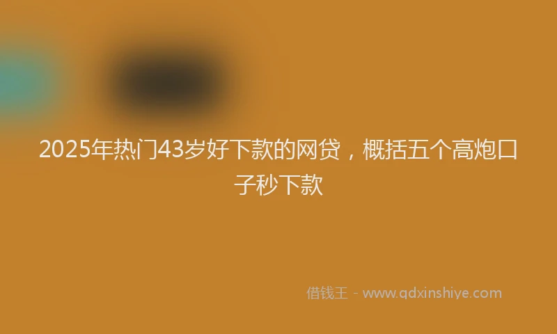 2025年热门43岁好下款的网贷，概括五个高炮口子秒下款