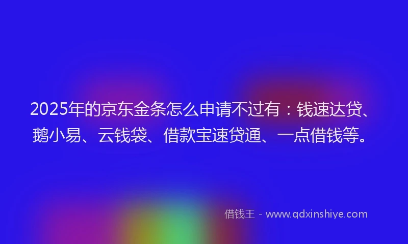 2025年的京东金条怎么申请不过有：钱速达贷、鹅小易、云钱袋、借款宝速贷通、一点借钱等。