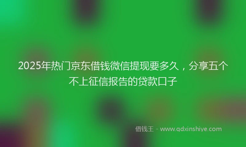2025年热门京东借钱微信提现要多久，分享五个不上征信报告的贷款口子